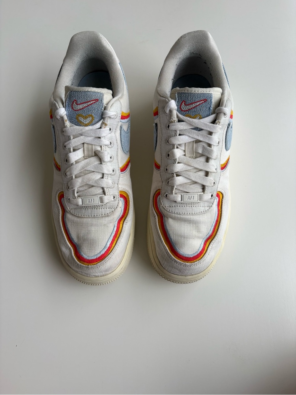 Nike Air Force 1 Low Sail Denim Swoosh Sneakers. Size 9